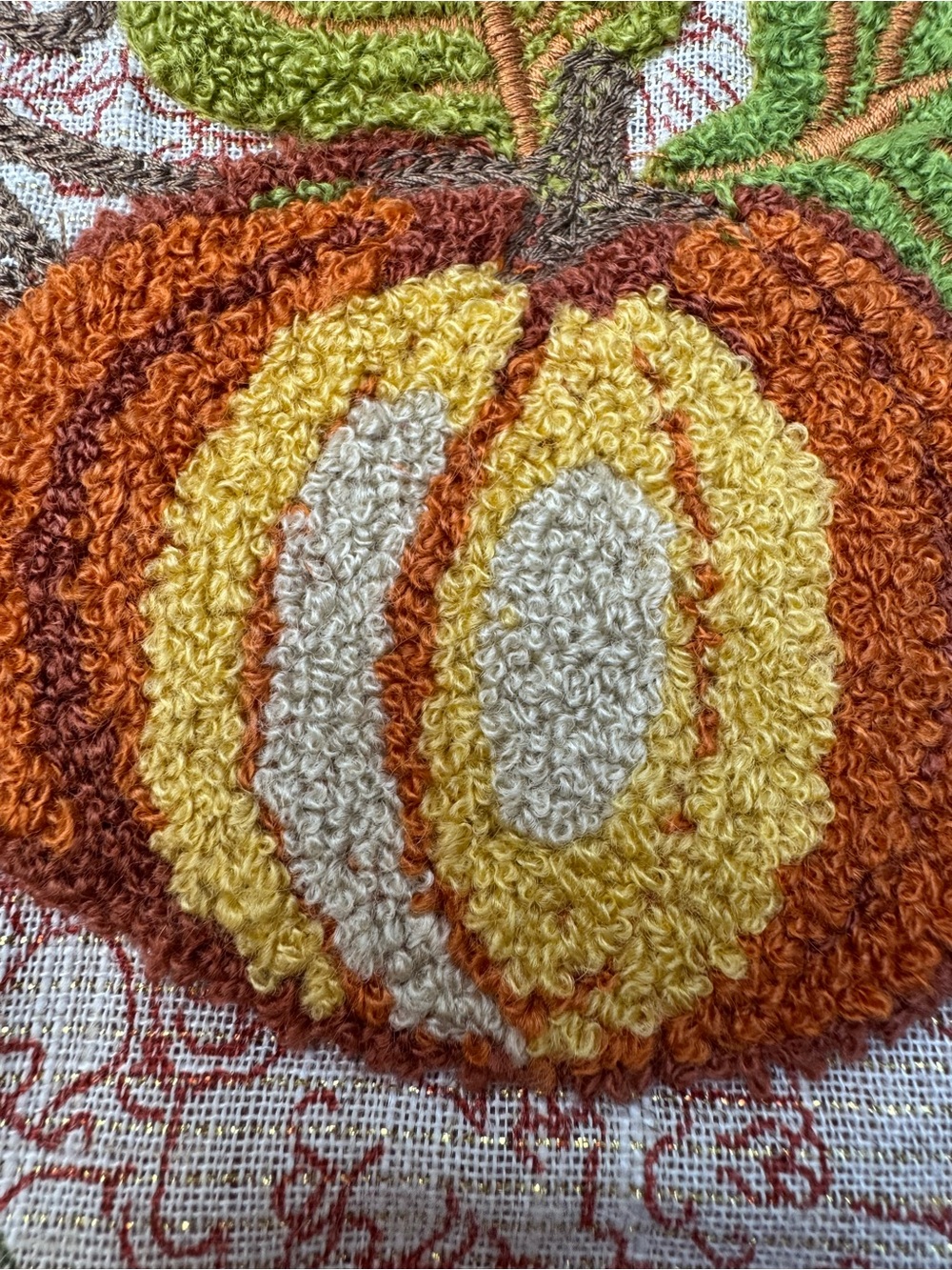 Fall Table Runner with Latch Hook Pumpkins Design